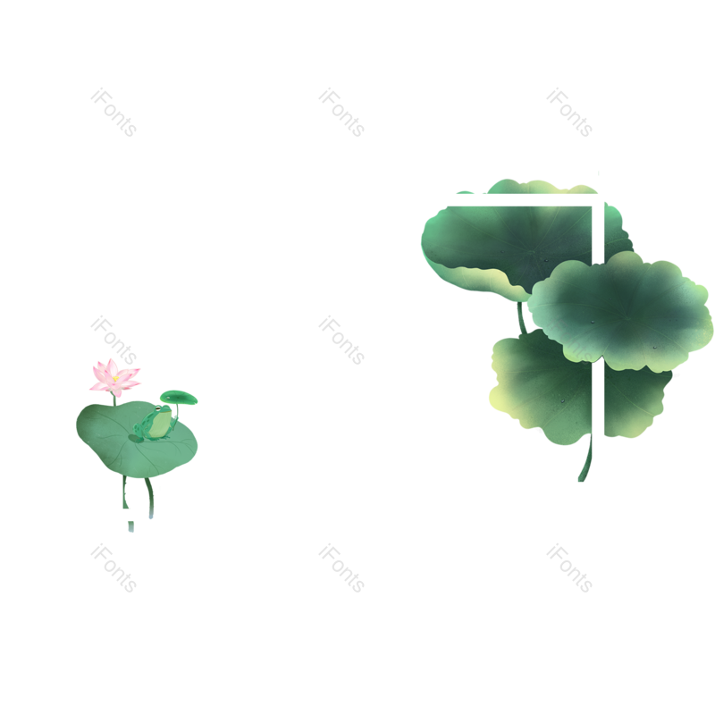 边框图片,荷花元素,夏天PNG,简约免抠素材